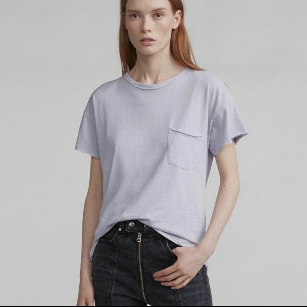 Rag & Bone Light Purple Basic Pocket Tee